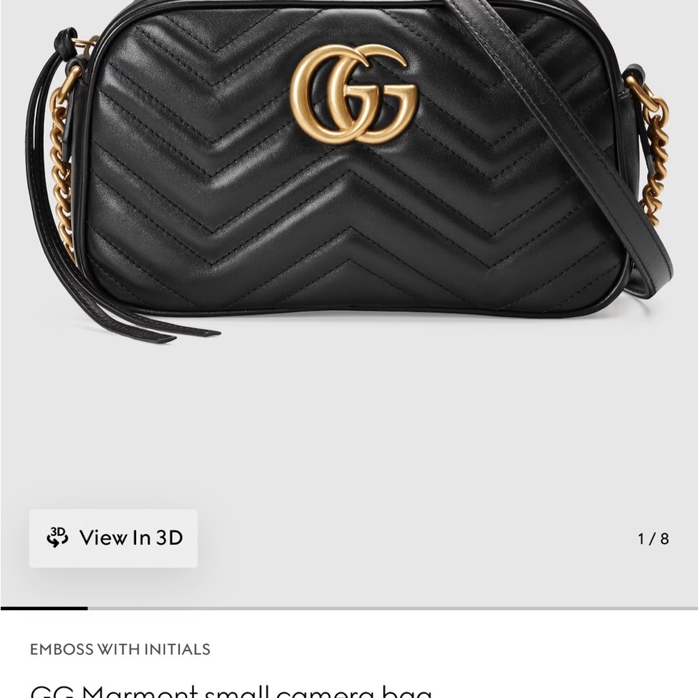 Gucci Black and Gold GG Marmont Crossbody Bag- Authentic